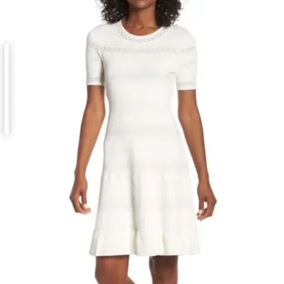 Eliza J Pointelle Ruffle Hem dress - Picture 1 of 6